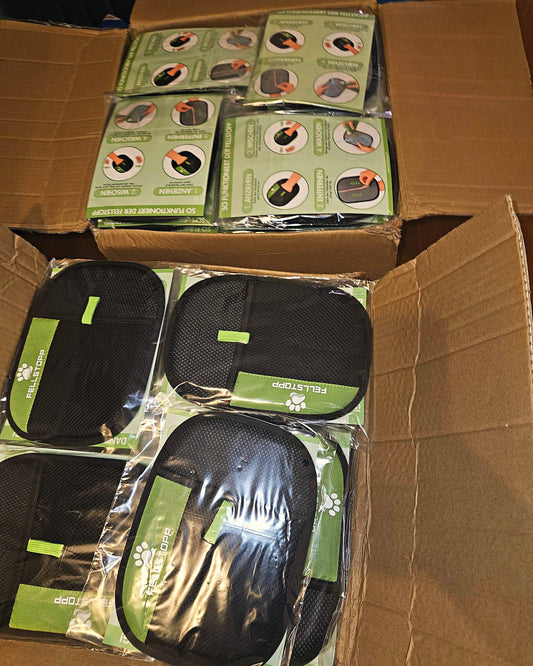 Verpackte Fellstopp Tierhaar-Handschuhe aus Bern